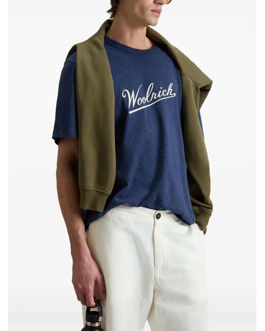 Woolrich Blue Crystal Hotfix Logo Cotton Baby T-Shirt for men