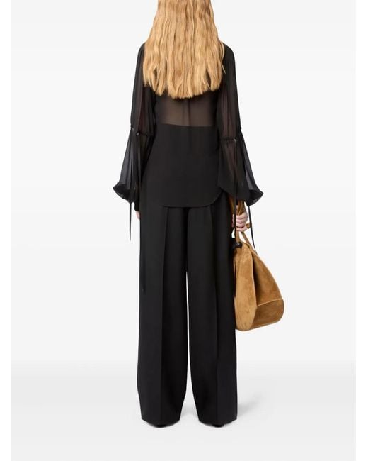 Nina Ricci Black See-Through Bow Shirt