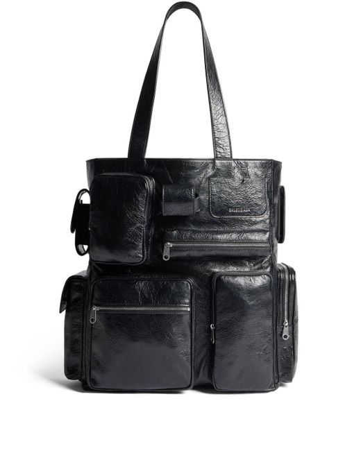 Balenciaga Black Superbusy Leather Tote Bag for men