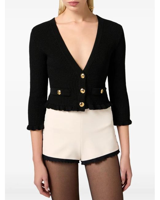 Elisabetta Franchi ロゴボタン カーディガン Black