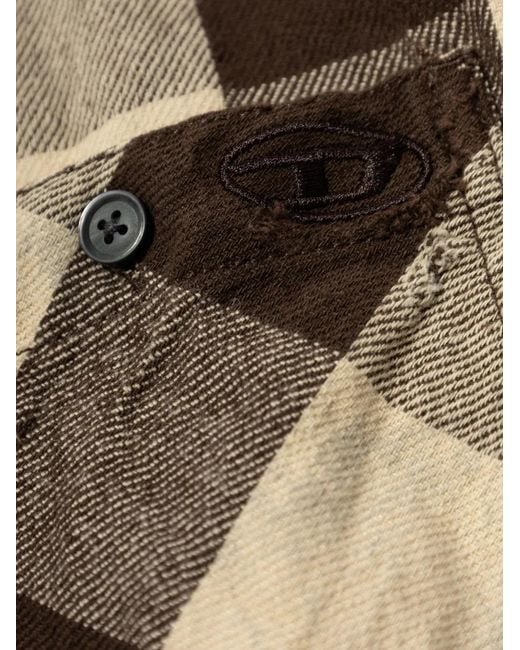 DIESEL Brown Check Distressed Shirt for men