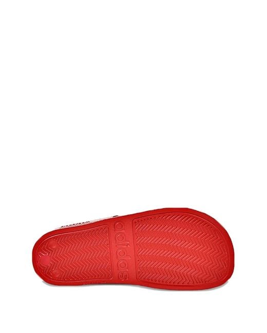 Adidas Red Three-Stripe Cloudfoam Slides for men