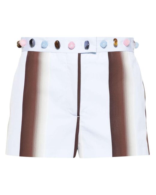 MSGM White Gemstone-detail Mini Shorts