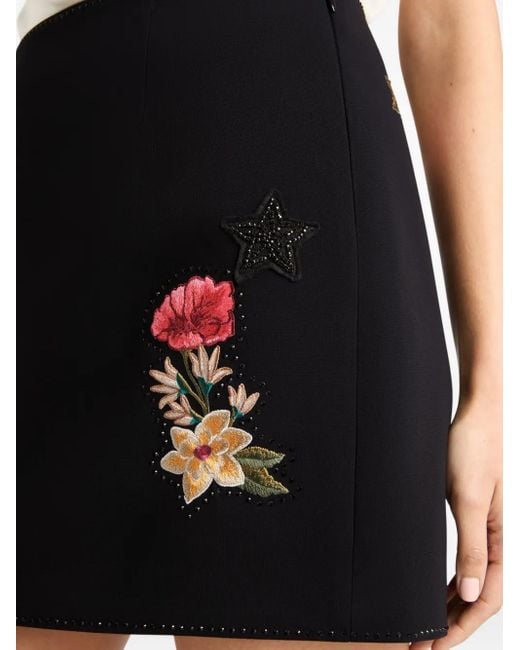 Cinq À Sept Western Amour Doris Mini-Rok Met Geborduurde Bloemen in het Black