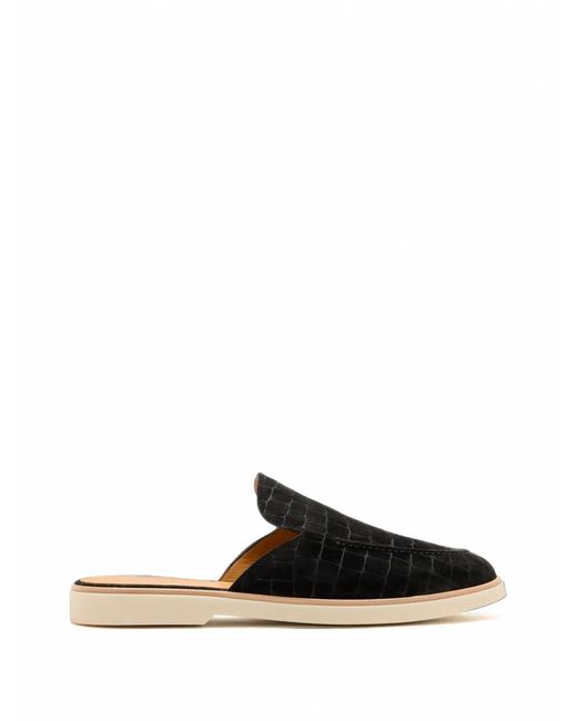 Magnanni Shoes Black Croc-Effect Suede Mules for men
