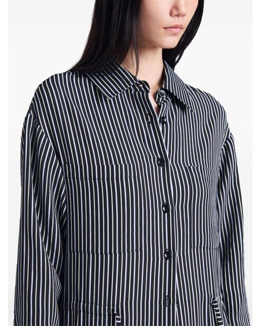 Proenza Schouler Gray Bonnie Striped Shirtdress