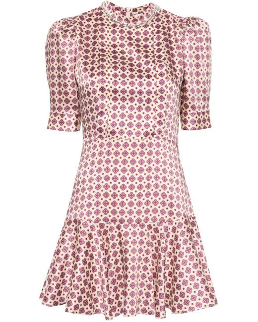 Sandro Red Geometric-pattern Mini Dress