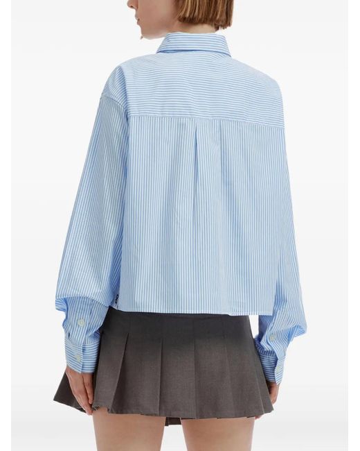 Chocoolate Blue Striped Heart-Patch Shirt