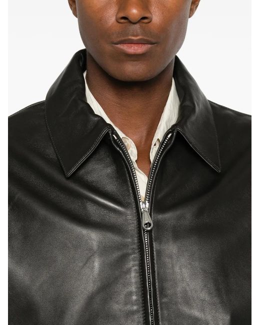 Cole Buxton Black Leather Zip-Up Jacket for men