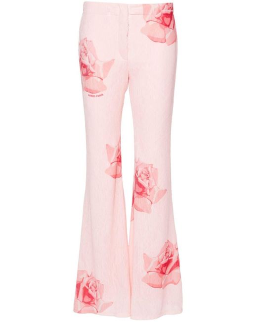 KENZO Pink Ausgestellte Hose mit Rosen-Print