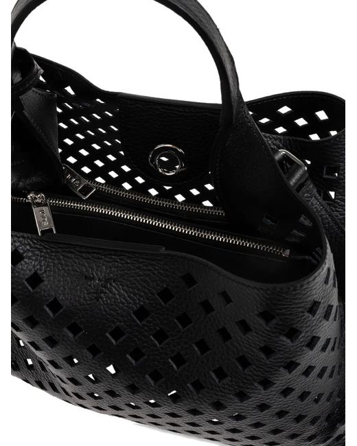 Tod's Black Micro Apa Perforated-Leather Tote Bag