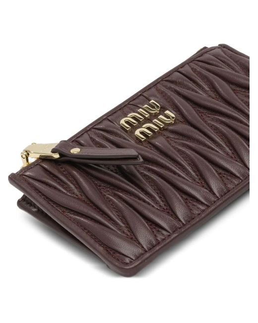Portefeuille Zippé À Plaque Logo Miu Miu en coloris Brown