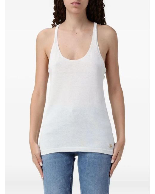 Twinset White Logo-Plaque Tank Top