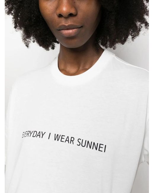 Sunnei White Slogan-Print Cotton T-Shirt