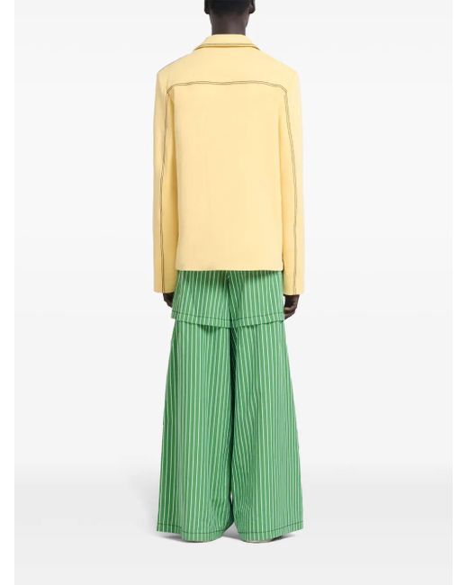 Marni Yellow Notched Lapels Decorative Stitching Blazer for men