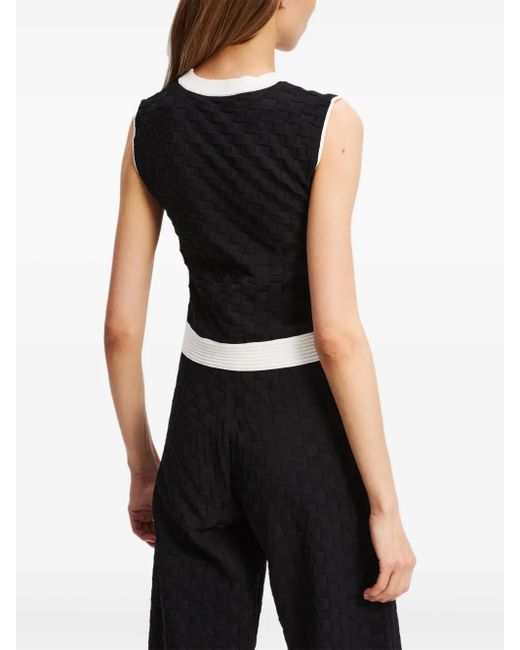 Karl Lagerfeld Black Contrast-Piping Sleeveless Top