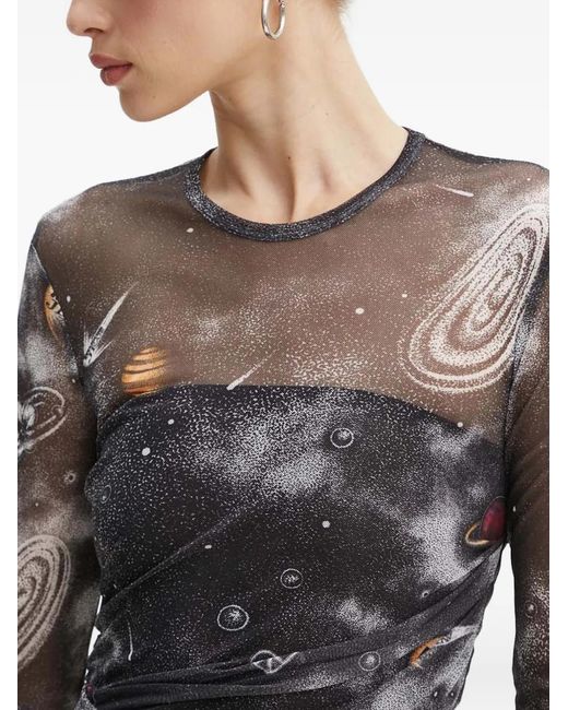 Moschino Black Long-Sleeve Graphic Dress