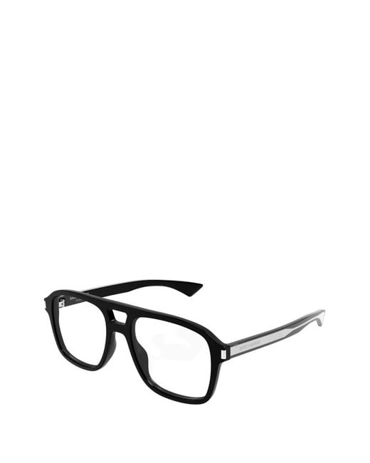 Saint Laurent Black Lunettes De Vue À Monture Pilote for men