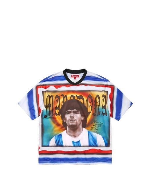 Supreme Blue Maradona Soccer T-Shirt for men