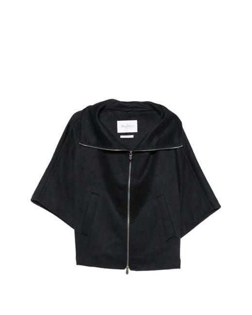Max Mara Black Veste En Cachemire Ala À Fermeture Zippée