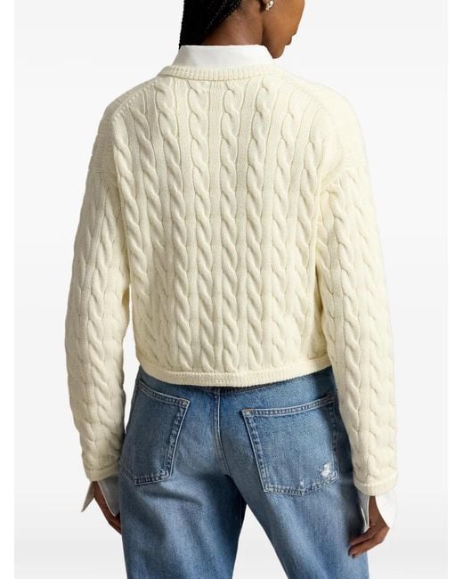 Polo Ralph Lauren White Cable-Knit Buttoned Cardigan