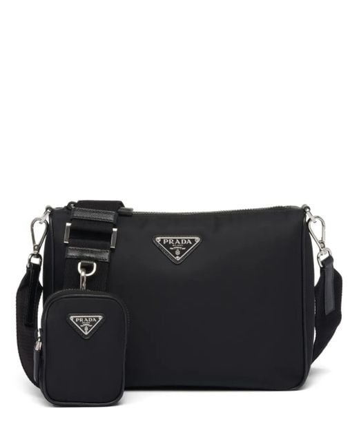 Prada Black Re-Nylon Leather And Nylon Shoulder Bag for men