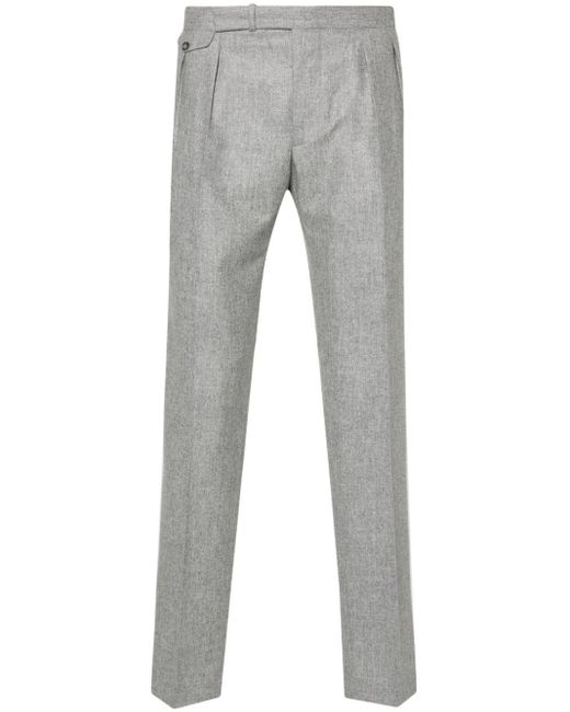 Tagliatore Gray Felted Wool Straight Trousers for men