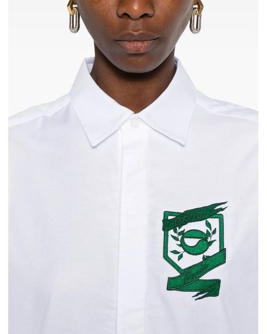 Coperni White Embroidered-Logo Dress