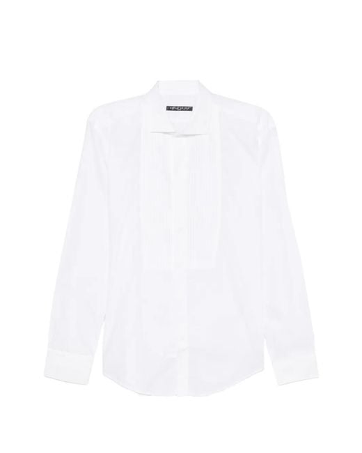 Brian Dales White Pleated Bib-Front Shirt for men