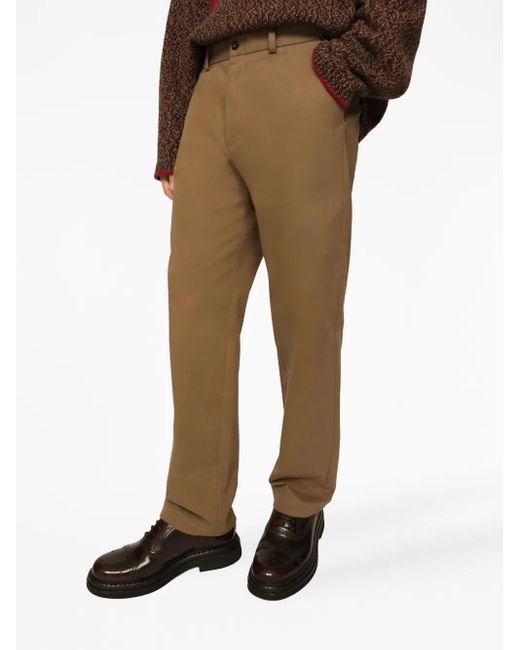 Dolce & Gabbana Natural Straight-Leg Cotton Trousers for men