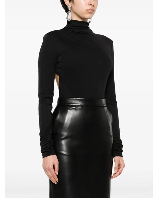 ANDAMANE Black Open-Back Bodysuit