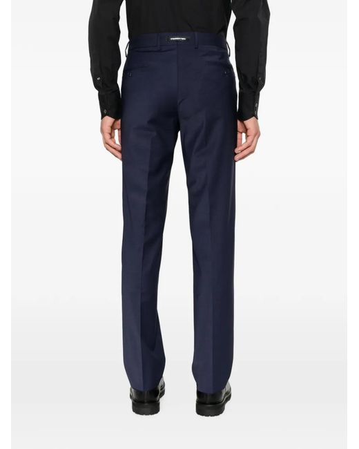 Karl Lagerfeld Blue Pantalon À Passants De Ceinture Et Plis Marqués for men