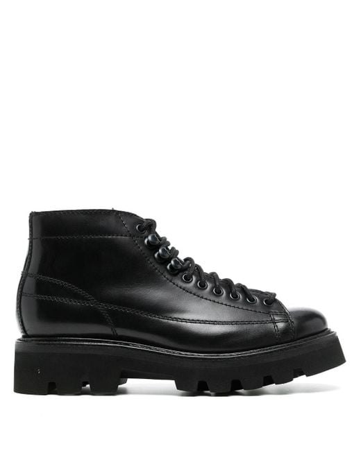 Grenson Leather Annie Lace-up Ankle Boots in Black - Lyst