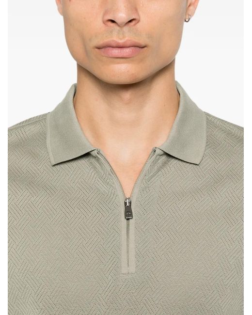 Corneliani Gray Zip-Neck Polo Shirt for men