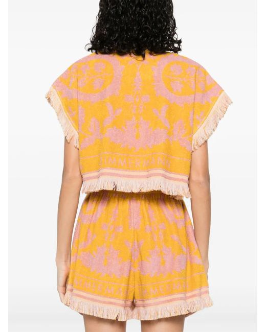 Zimmermann Orange Wylie Patterned Terry Top