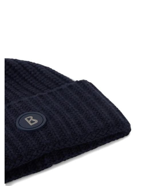 Bogner Blue Kilian Logo-Patch Beanie Hat for men