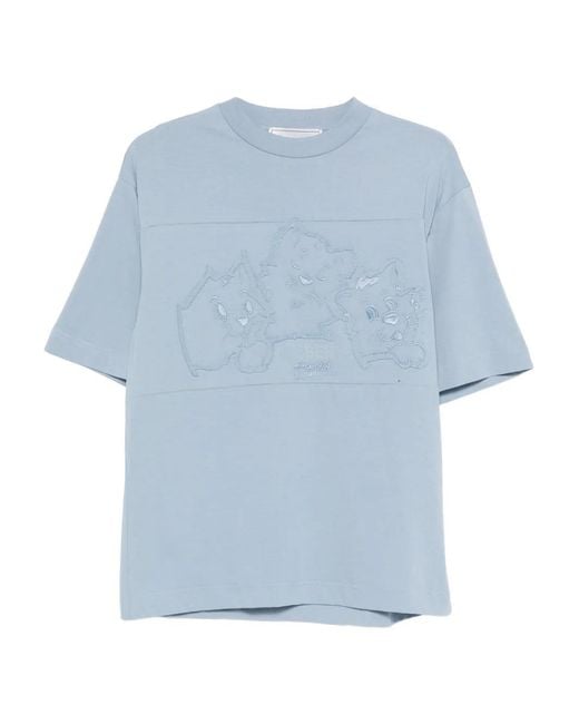 Iceberg Blue Embroidered Cotton T-Shirt