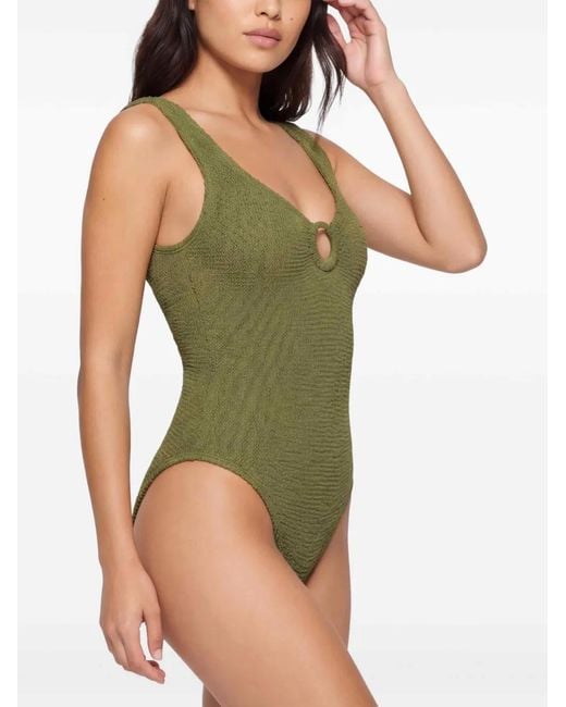 Hunza G Green Maillot De Bain Celine À Détail D'Anneau