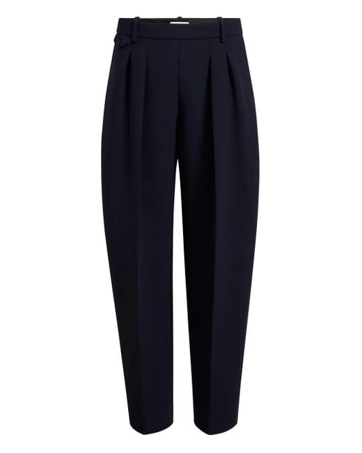 Khaite Blue Button-Detail Pleated Trousers