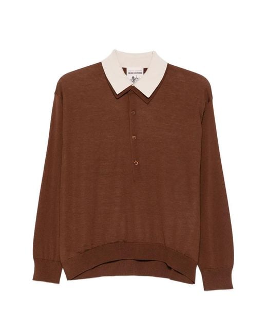 Semicouture Brown Contrast-Collar Sweater