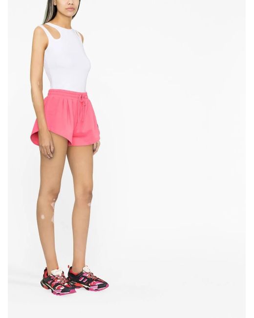 MSGM Pink Logo-patch Track Shorts
