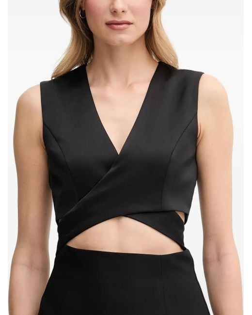 Sandro Ferrone Black Cut-Out V-Neck Maxi Dress