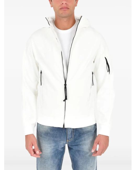 C P Company White Shell-R Hooded Zip Jacket for men