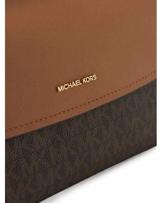 Michael Kors White Monogram-Print Logo-Plaque Shoulder Bag