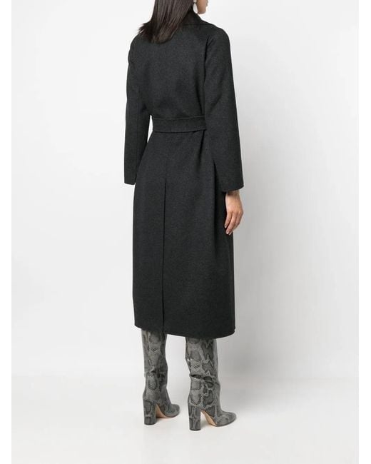 Max Mara Black Belted Virgin Wool Coat