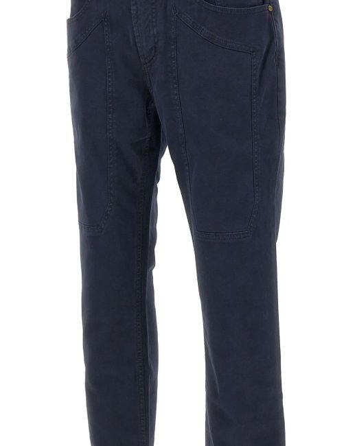 Jeckerson Blue John Five-Pockets Logo-Patch Trousers for men