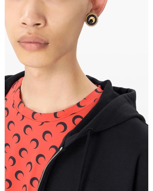 MARINE SERRE White Button Charm Stud Earrings