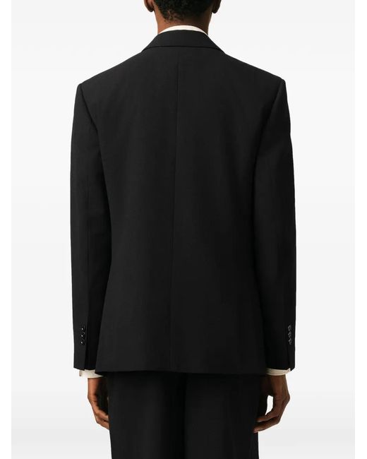 AMI Black Double-Breasted Straight-Fit Wool Blazer for men