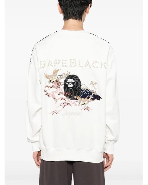 A Bathing Ape White Logo-Embroidered Sweatshirt for men