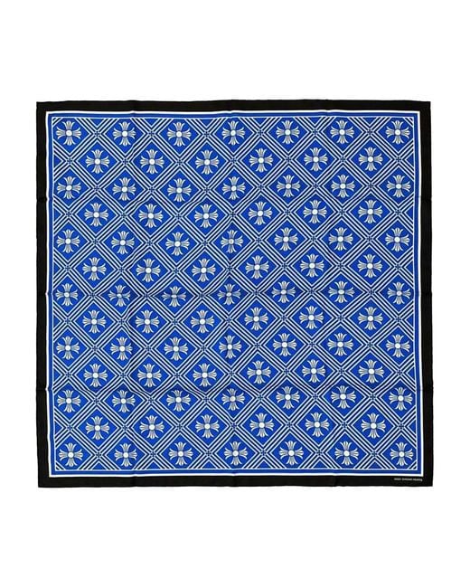 Chrome Hearts Blue Cross-Motif Silk Scarf